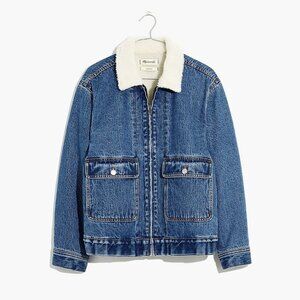 Madewell Denim Oversized Trucker Jacket with Sherpa Collar